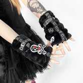 Harajuku Skull Plush Arm Warmers